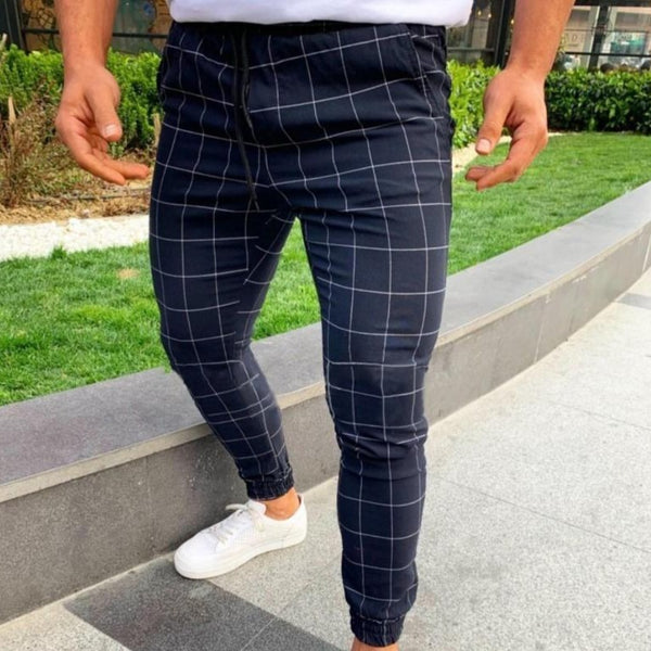 Slim Fit Joggers in Navy Check