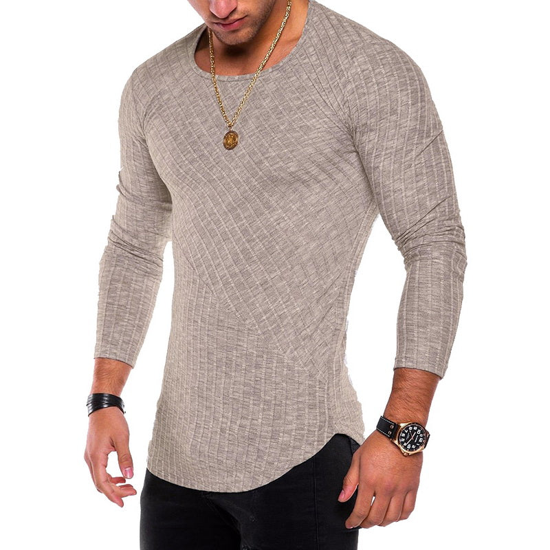 Long Sleeve Shirt with Ribbed Detail in Khaki