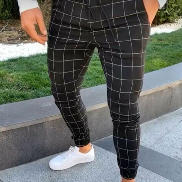 Slim Fit Joggers in Black Check