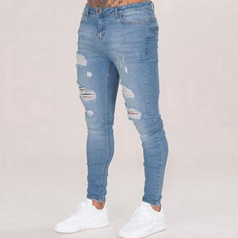 Skinny Jeans with Abrasions in Blue