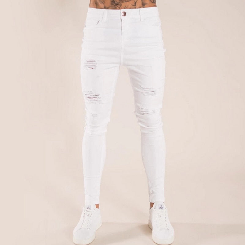 Skinny Jeans with Abrasions in White