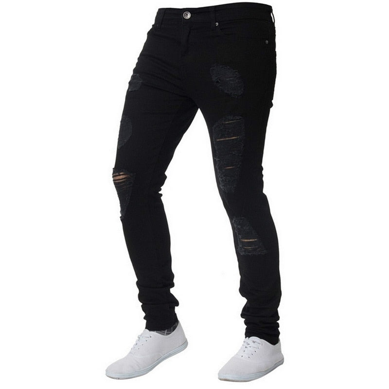 Skinny Distressed Jeans in Black