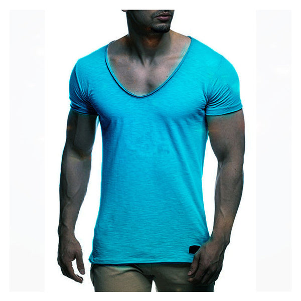 V-Neck T-Shirt in Blue