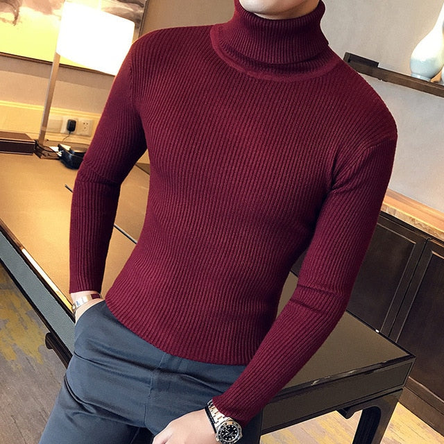 Turtle Neck Jumper in Red