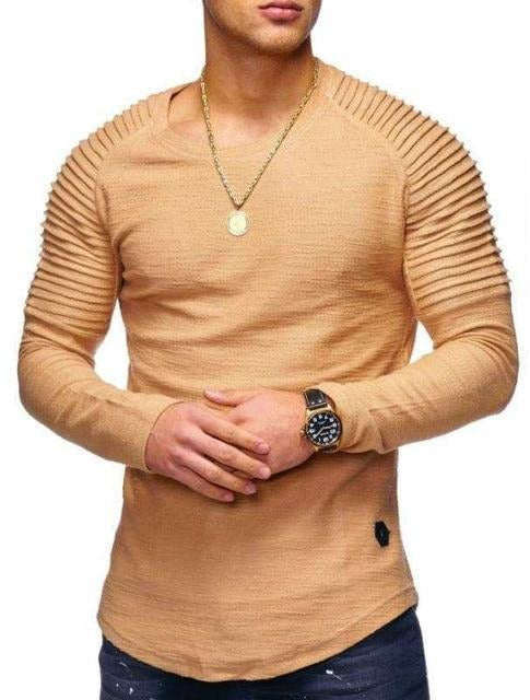 Long Sleeve Shirt with Ribbed Detail in Orange