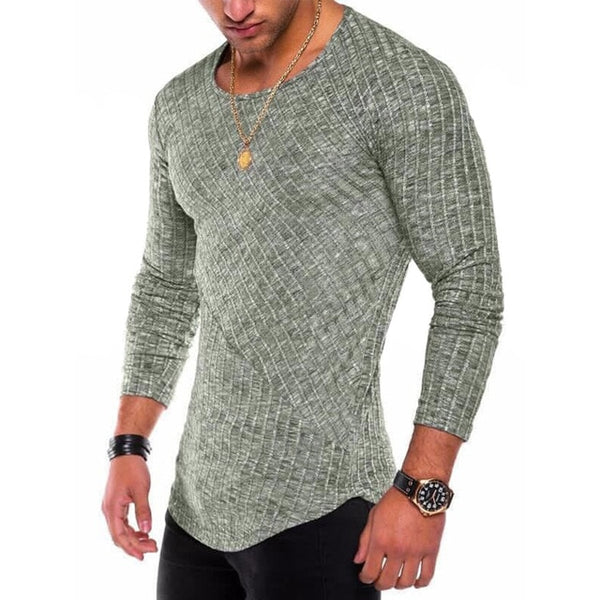 Long Sleeve Shirt with Ribbed Detail in Green