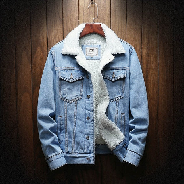 Denim Jacket with Wool Lining in Sky